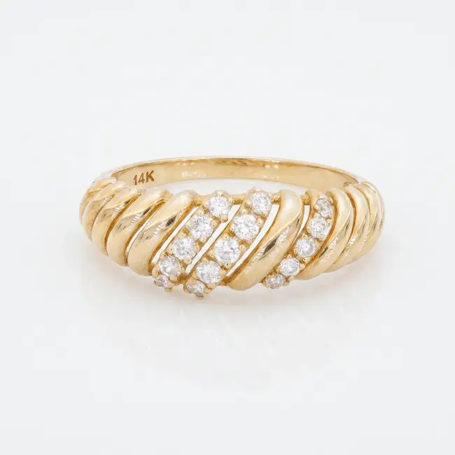 14k Geelgouden Gedraaide Ring met 0,22 ct