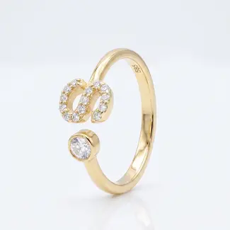 Open Letterring met Diamanten