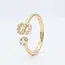 14 Karaat Geelgouden Open Ring met Letter en 0,16 Carat