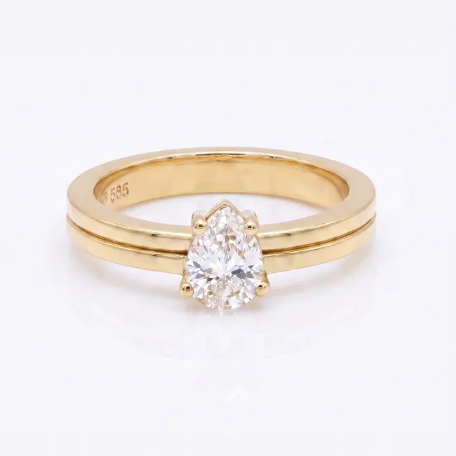 14 Karaat Geelgouden Ring met 0.74 Ct