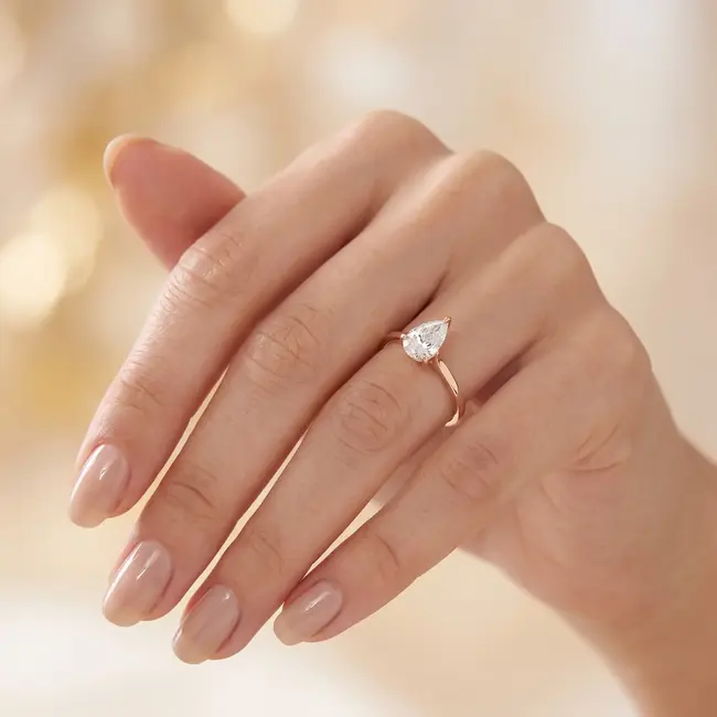 14 Karaat Roségouden Solitair Ring met 0.51 Ct