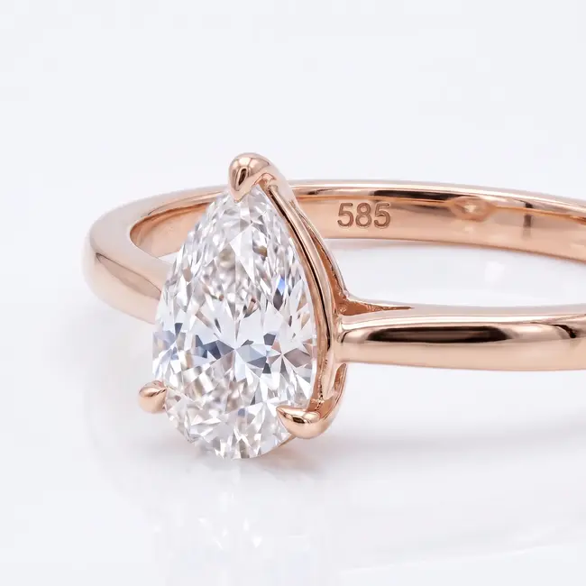 14 Karaat Roségouden Solitair Ring met 0.51 Ct