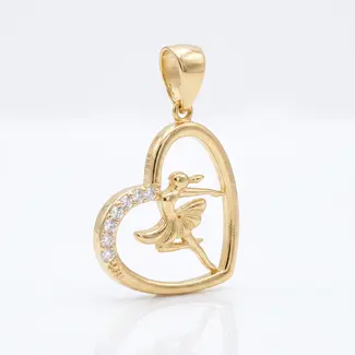 Gouden fee hanger in open hartvorm