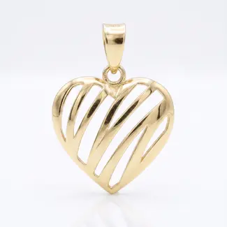 Opengewerkte gouden hart hanger