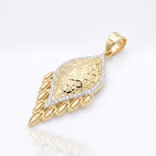 14 karaat geelgouden druppel hanger met zirkonia