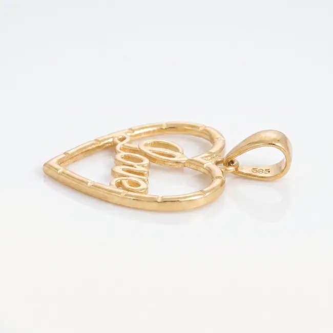 14 karaat geelgouden Love hanger in hartvorm