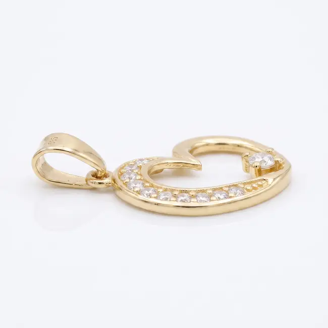 14 karaat geelgouden hart hanger met zirkonia
