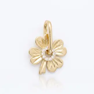 Gouden bloemenhanger met zirkonia