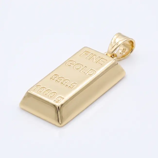 14 karaat geelgouden goudbaar hanger