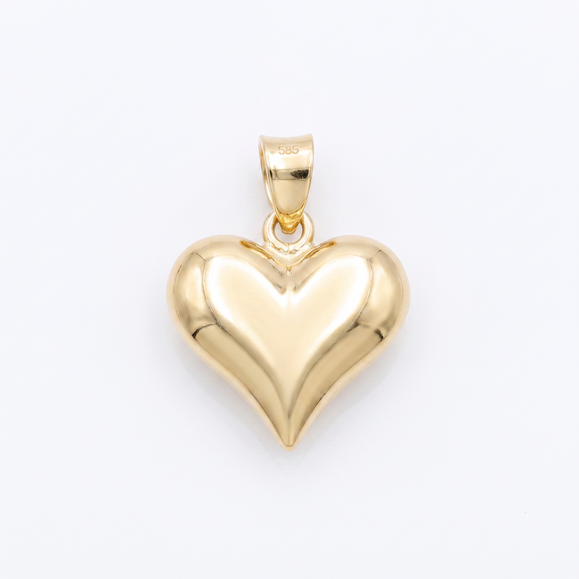 14 karaat geelgouden bolle hart hanger