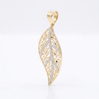 Gouden blad hanger met zirkonia
