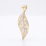 14 karaat geelgouden blad hanger met zirkonia