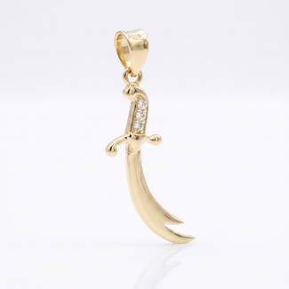 Gouden sabel hanger met zirkonia