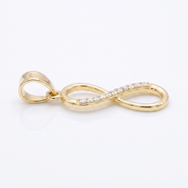 14k geelgouden infinity hanger met zirkonia