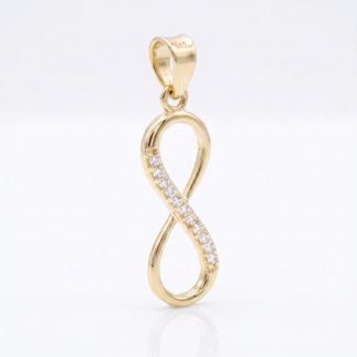 Gouden infinity hanger met zirkonia