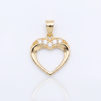 Gouden hart hanger met zirkonia