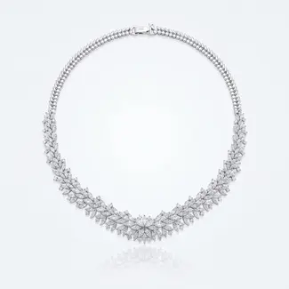 Exclusieve Diamanten Ketting met Bladmotief