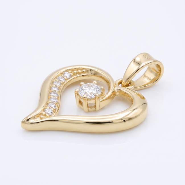 14 karaat Gouden hart hanger met middensteen