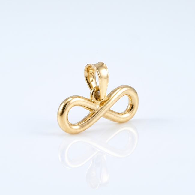 14 karaat geelgouden infinity hanger zonder stenen