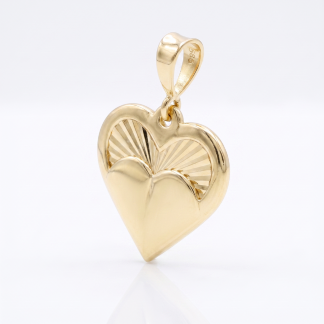 14k geelgouden hart hanger met stralenmotief