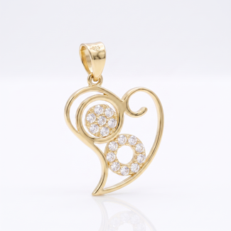 Gouden hart hanger met cirkelmotief
