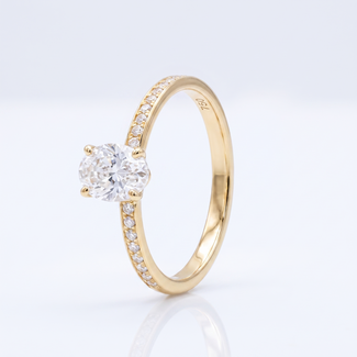 Gouden ring met ovale middensteen