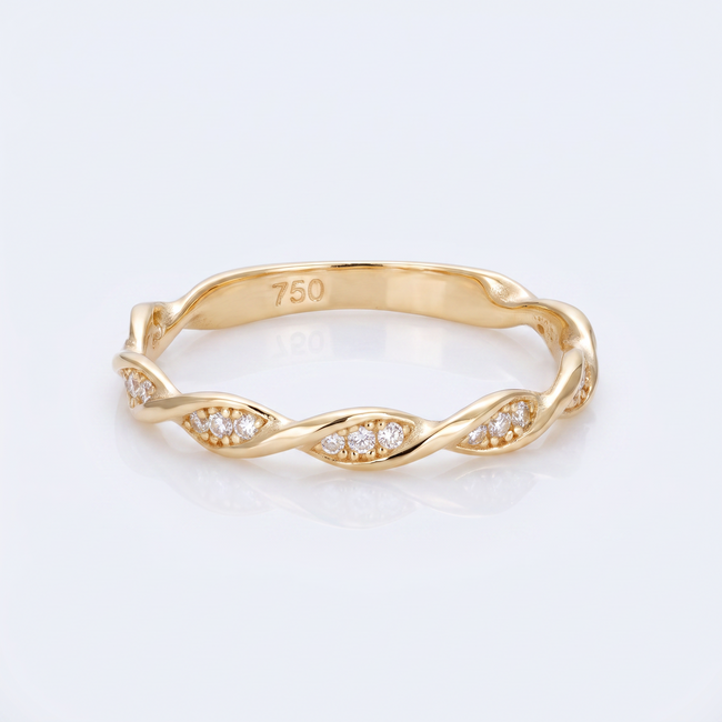 18 karaat gouden Gedraaide ring met zirkonia