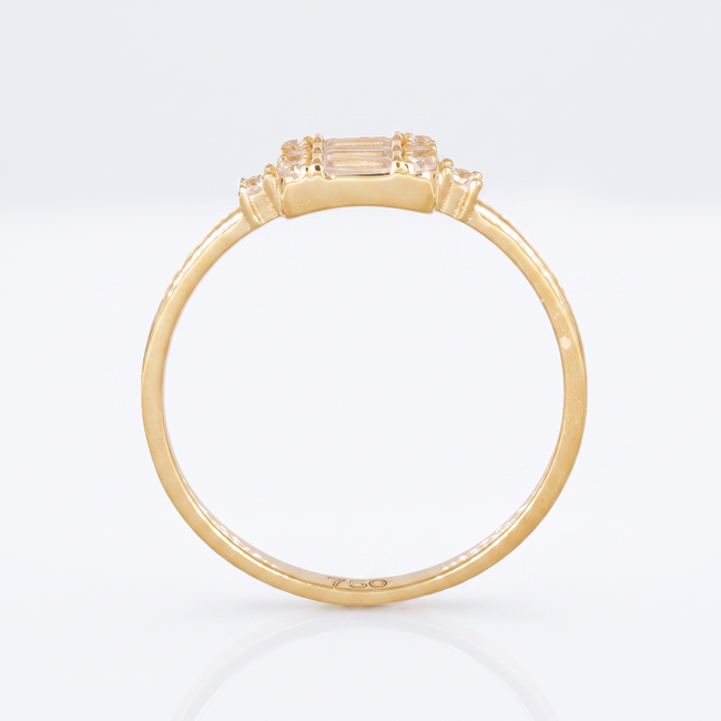 18k geelgouden ring met baguette zirkonia
