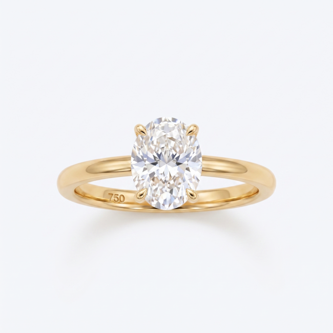 18k geelgouden solitair ring met ovale zirkonia