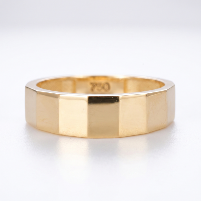 18k geelgouden geometrische ring maat 17.5