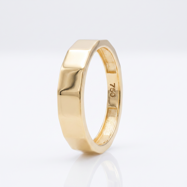 18k geelgouden geometrische ring maat 17.5
