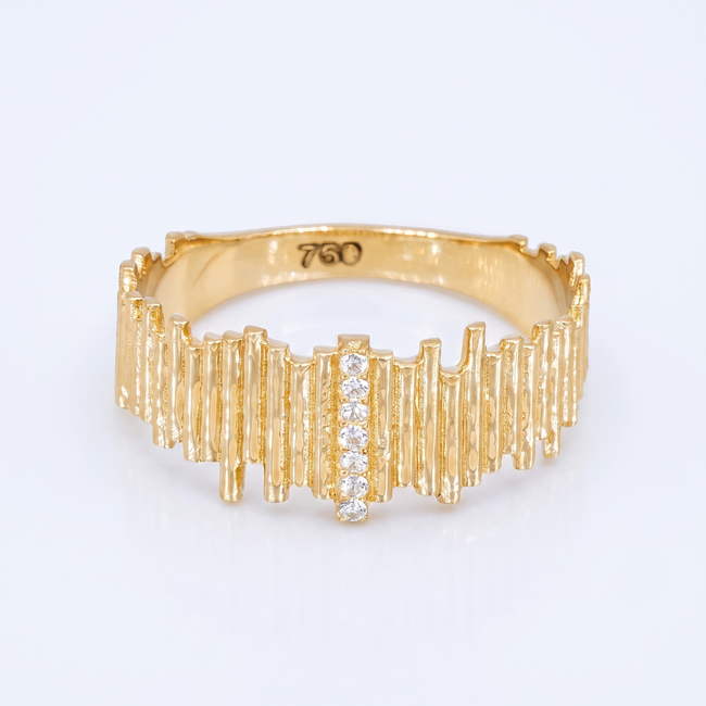 18k geelgouden statement ring met zirkonia