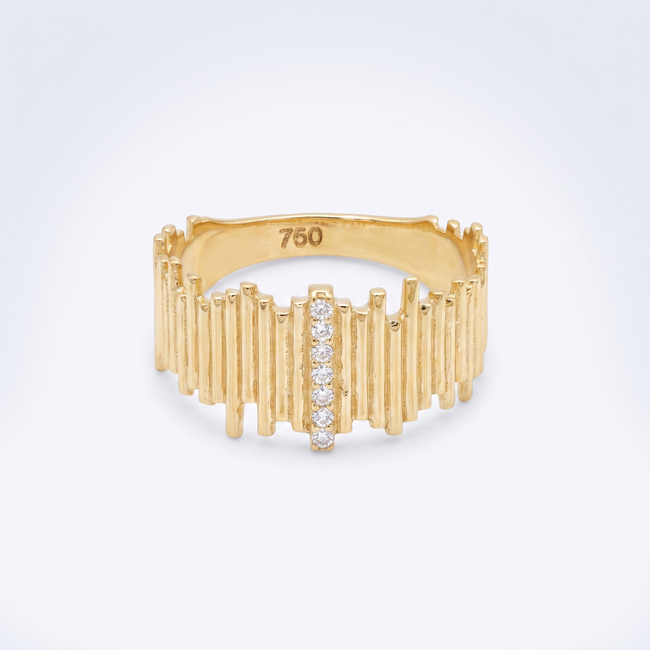18k geelgouden statement ring met zirkonia