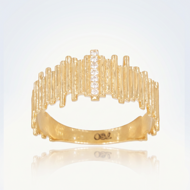 18k geelgouden statement ring met zirkonia