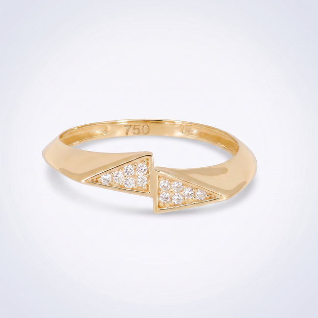 18k geelgouden ring met geometrisch motief