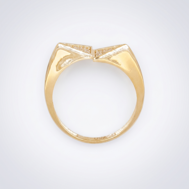 18k geelgouden ring met geometrisch motief