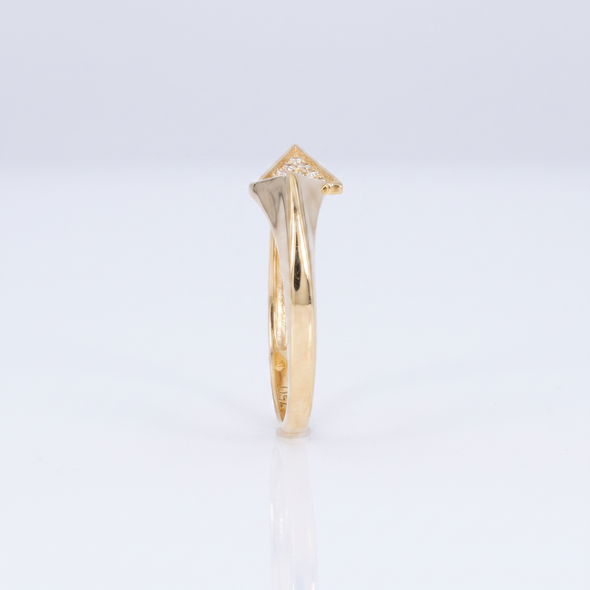 18k geelgouden ring met geometrisch motief