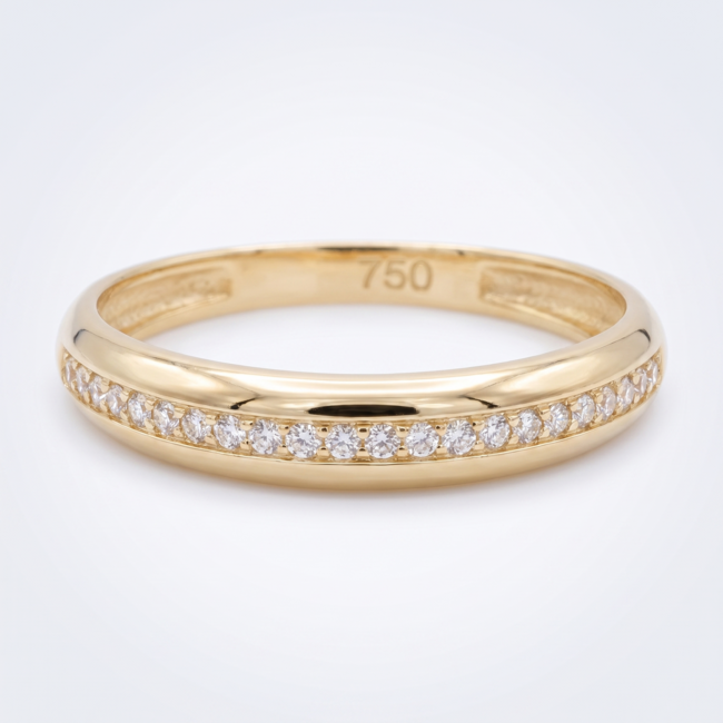 18 karaat geelgouden ring met zirkonia stenen