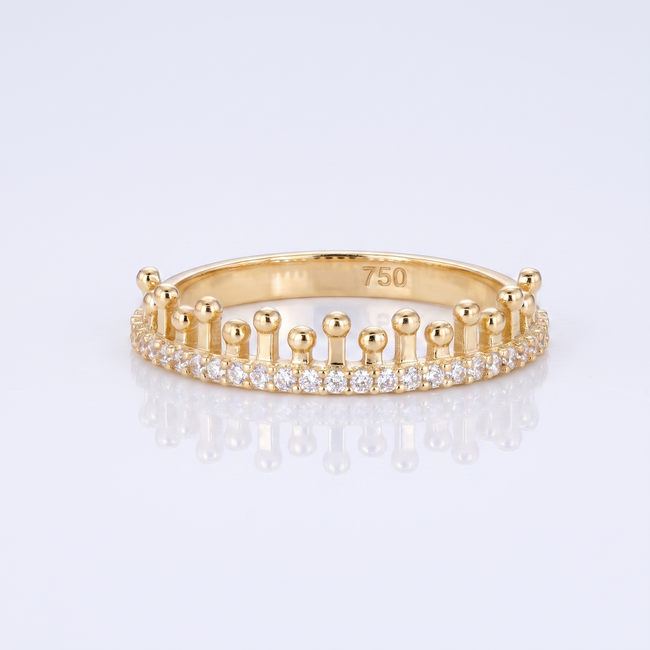 18 karaat geelgouden kroonring maat 17¼
