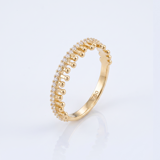Gouden kroonring met heldere steentjes