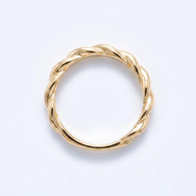 18 karaat geelgouden gevlochten ring