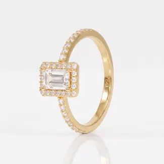 Gouden ring met rechthoekige zirkonia