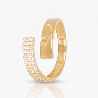 Geelgouden open ring met zirkonia