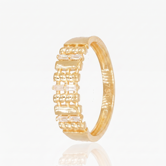Geelgouden designring met zirkonia