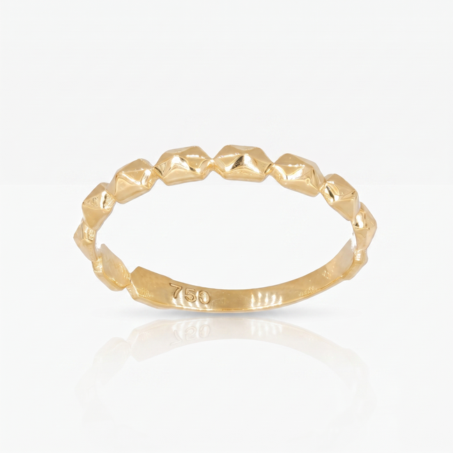 18 karaat geelgouden geometrische ring met zirkonia