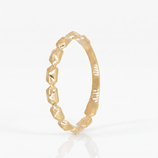 Geelgouden geometrische ring met zir