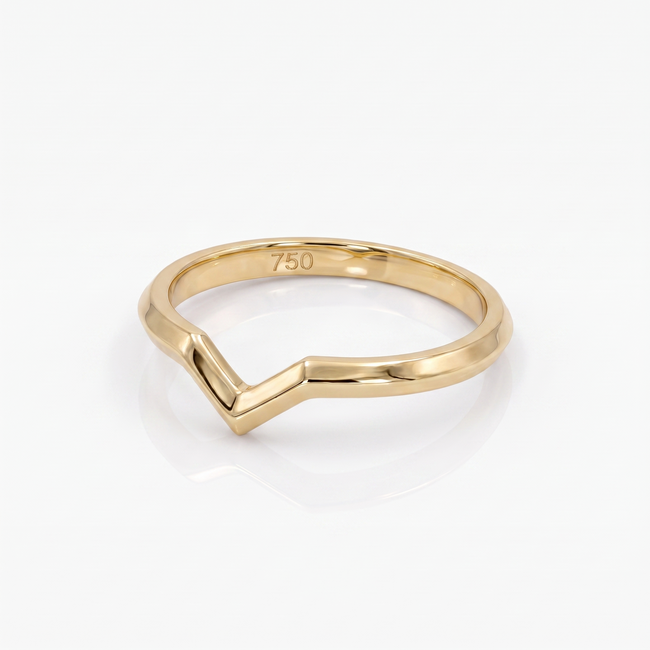 18 karaat geelgouden V-ring