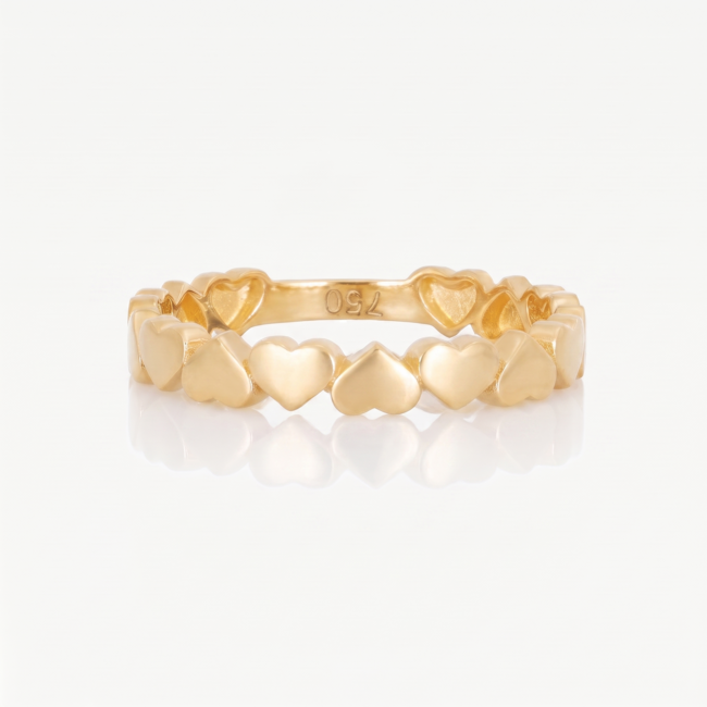 18 karaat geelgouden hartenring