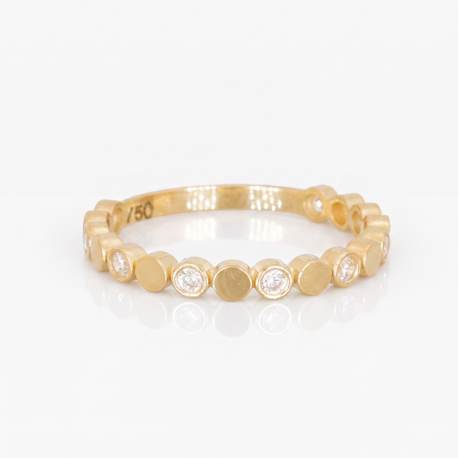 18 karaat geelgouden ring met ronde zirkonia
