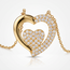 18 karaat geelgouden dubbel hart collier met steentjes